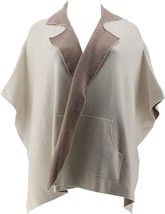 MarlaWynne SoftKNIT Poncho Jacket Pockets Cream 9 NEW 734-064 - $58.39