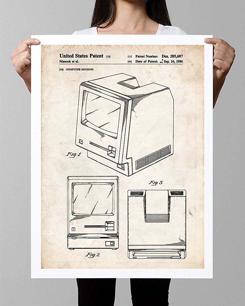 FIRST MAC COMPUTER POSTER 1986 US PATENT PRINT APPLE MACINTOSH COMPUTER