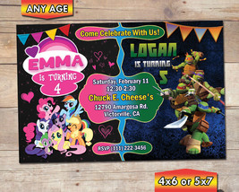 My Little Pony &amp; Ninja Turtles Birthday Invitation / Joint Birthday Part... - $10.99