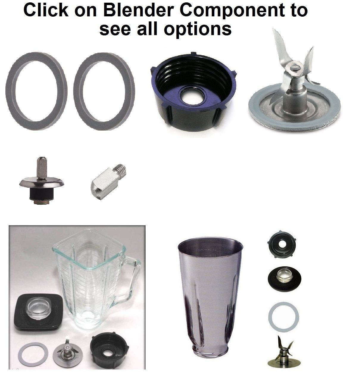 Replacement Parts for Oster Blenders,Gasket,Blade,Base,Plastic & Glass