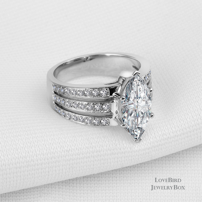 2.5 ct. Triple Band Marquise Cubic Zirconia 925 Sterling Silver