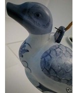 Blue and White Water Pitcher Duck with Bamboo Handle - $18.99