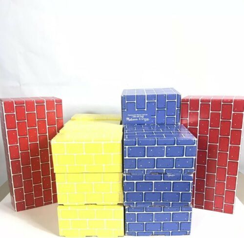 Melissa & Doug Cardboard Building Blocks - 55 Blocks Red, Yellow and ...