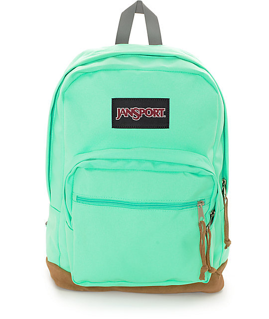 WOMENS GIRLS Jansport Right Pack Seafoam Green Backpack SCHOOL BAG NEW ...