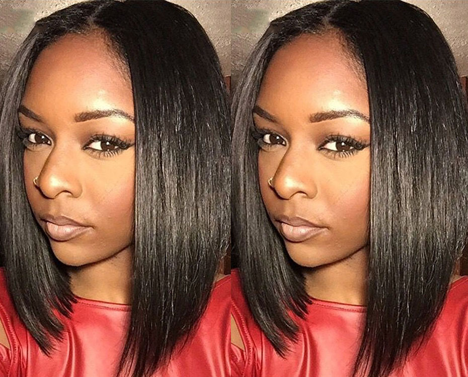 Lace Front Wigs Human Hair Bob Straight Middle Part For Black Women Full Lace