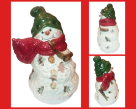 Hallmark Jan Karon Christmas Mitford Snowman Votive Tealight Candle Holder - $17.81