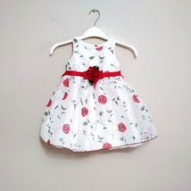 Youngland Toddlers Sleeveless Dress Size 3T White w/Red Roses Ties Waist - $14.84