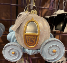 Disney Parks Authentic Cinderella Coach Glass Ornament NEW