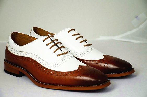 Handmade Oxford Spectator wingtip Shoes, Men's Brown & white Dress ...