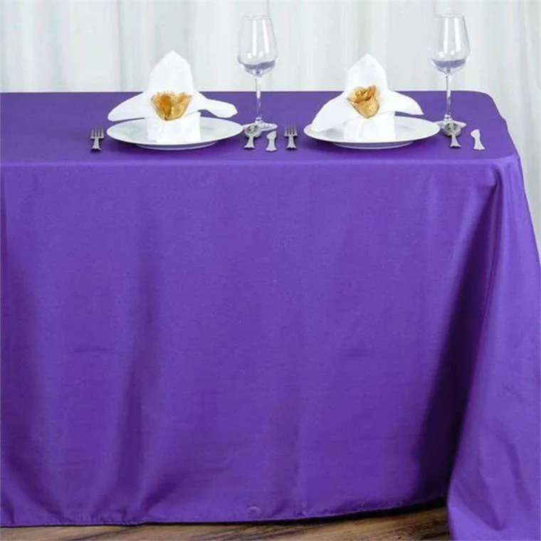 Purple - 90x156" Polyester Rectangle Tablecloths Wedding Party Events - $34.88
