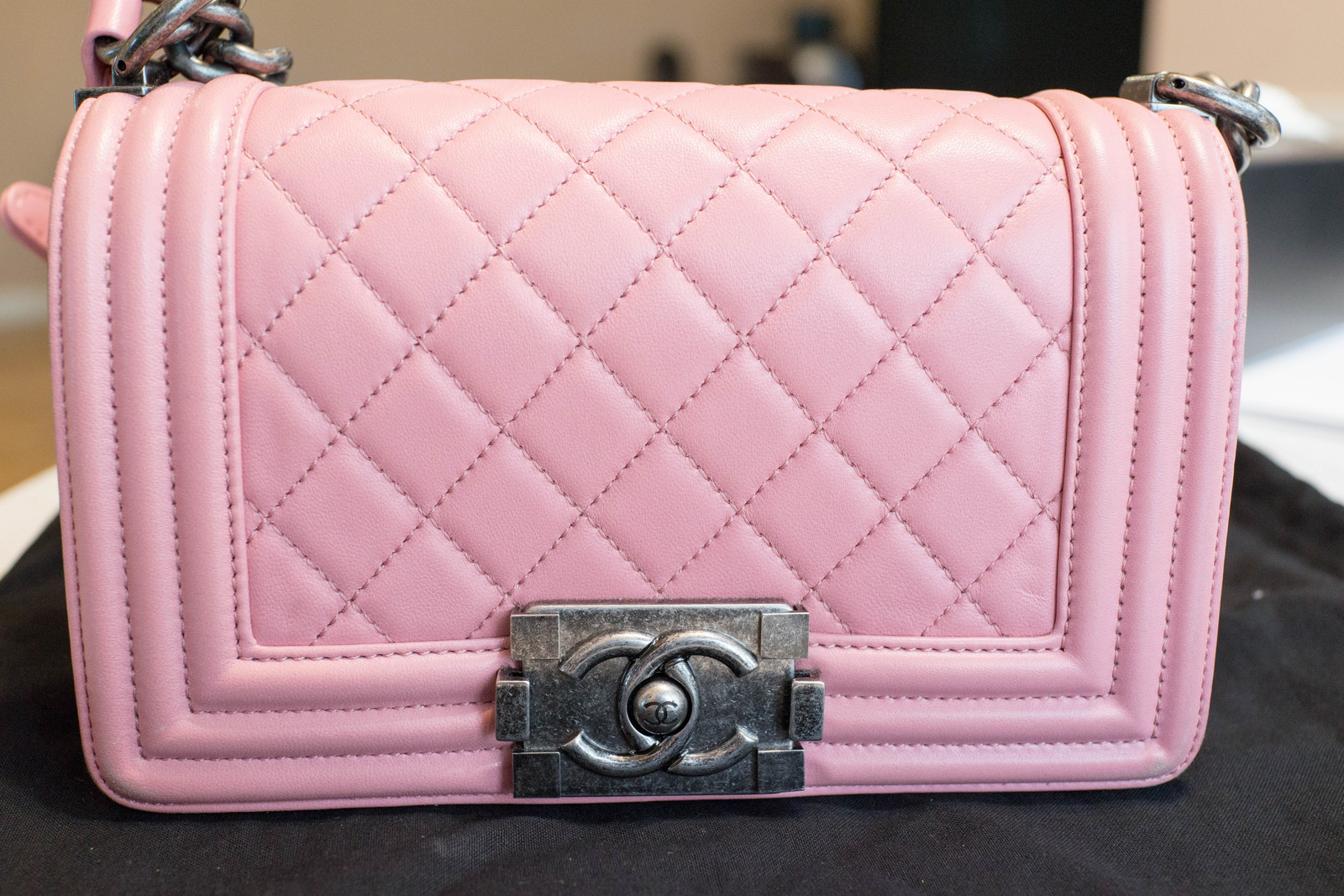 2016 Chanel Light Pink Quilted Lambskin Small Boy Flap Bag - Handbags ...