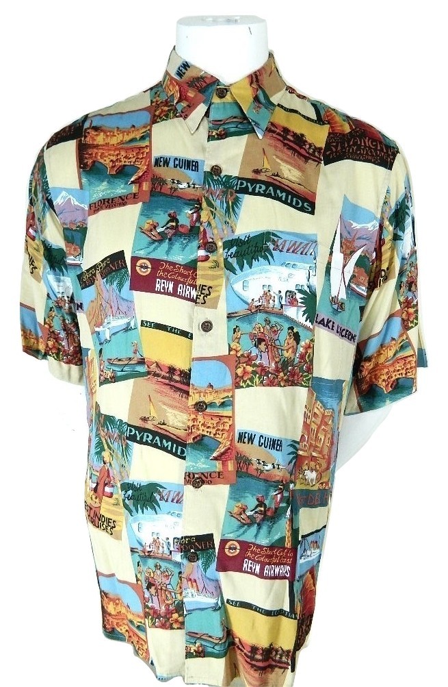 Vintage ST. LOUIS RAMS NFL Rayon Hawaiian Shirt M