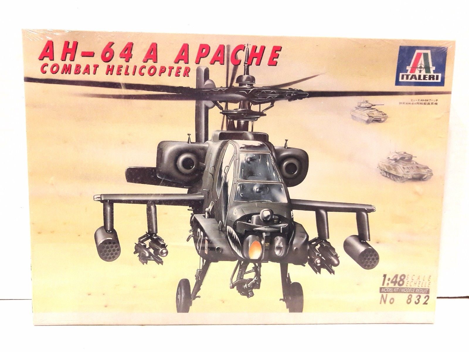 New Italeri 148 Scale AH64 A Apache Combat Helicopter Plastic Model