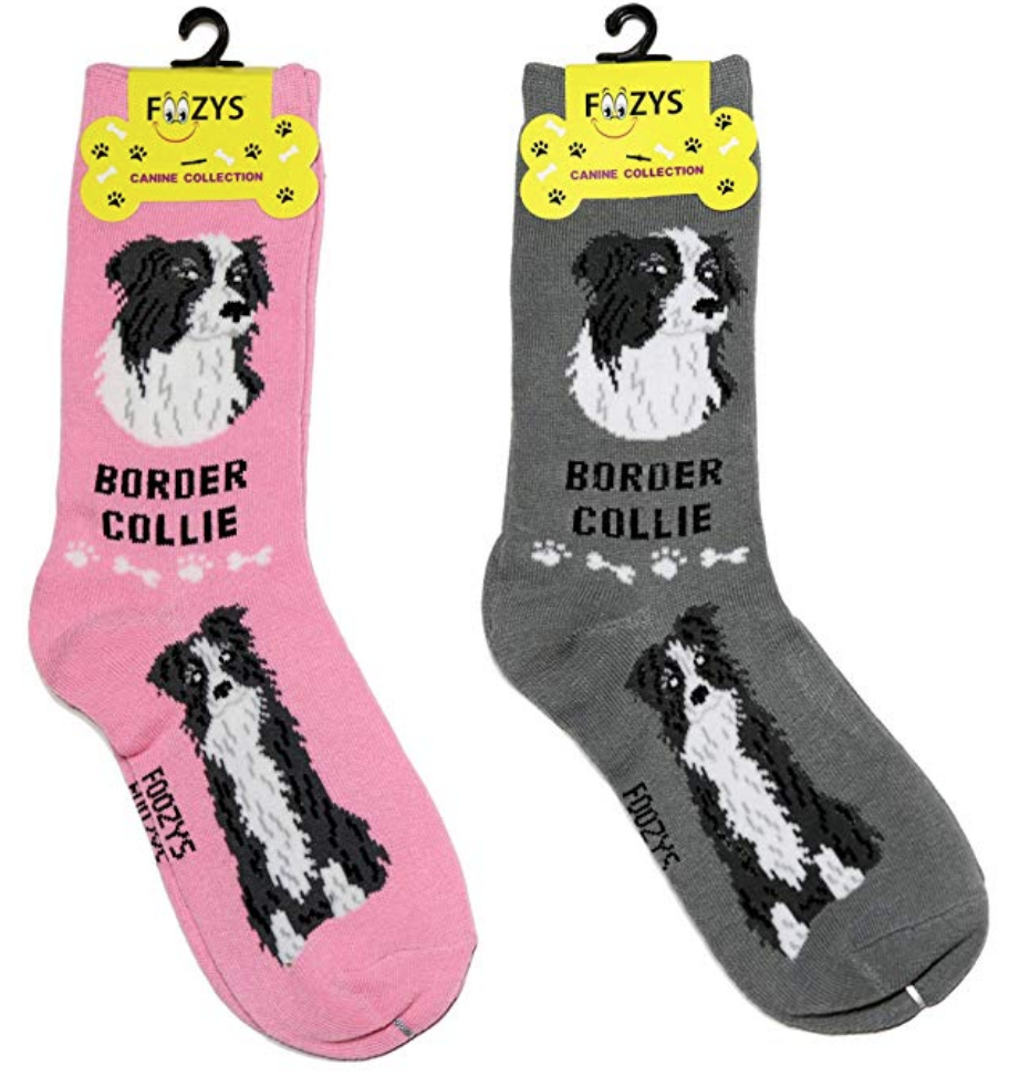Border Collie Scottish Dog Socks 2 Pairs Women's Foozys Canine Herd Puppy Breed