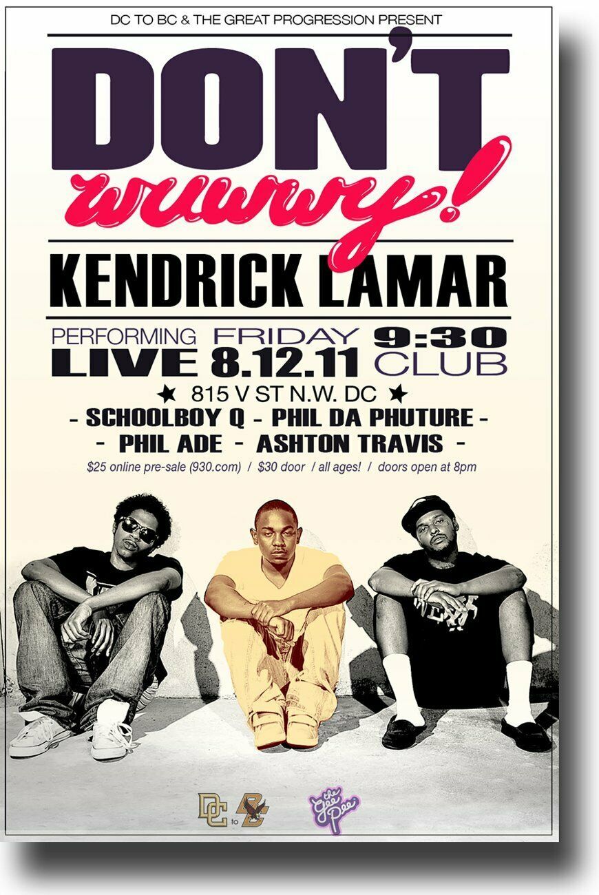 Kendrick Lamar Poster W Schoolboy Q DC Concert 11x17 Inches Ships ...