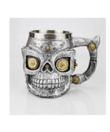 Skull Mug Contain Viking Skeleton Death Grim Knight Gothic Design Tankar... - $23.50