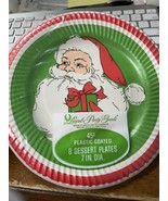 laurel party goods vintage christmas dessert plates santa new sealed 8 c... - $9.67