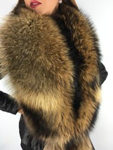 Natural Raccoon Fur Collar 50' (130cm) Natural Fur Color Stole Saga Furs Brown image 3