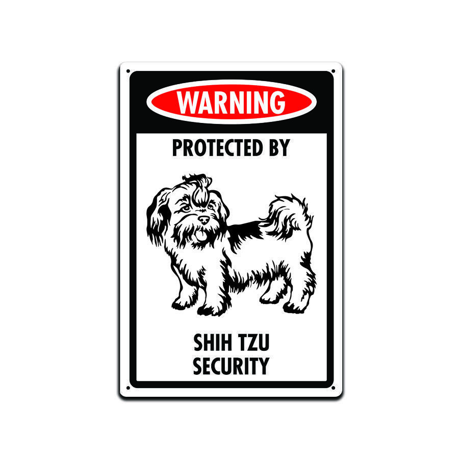 Warning Protected By Shih Tzu Security Dog Sign for Front Door 12x 8