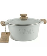 Rae Dunn SIMMER POT Casserole Size 4.5 Quarts With Glass Lid Wood Pan Co... - $69.30
