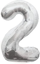 Unique Number 2 Shaped Foil Balloon, 34", Silver - $5.97