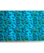 1/2 yard horse silhouettes on bright blues cotton quilt fabric -free shi... - $8.99