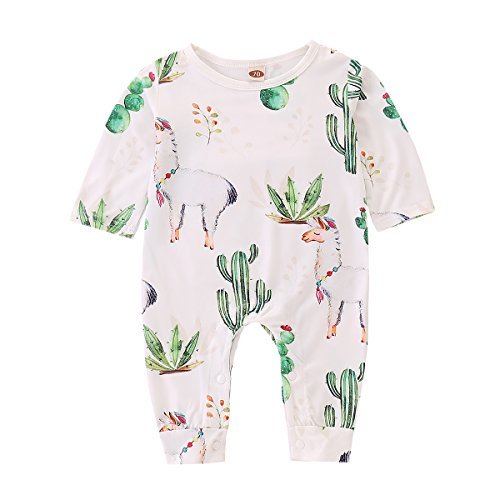 Probaby Toddler Baby Cactus Clothes Long Sleeve Romper Llama Print ...