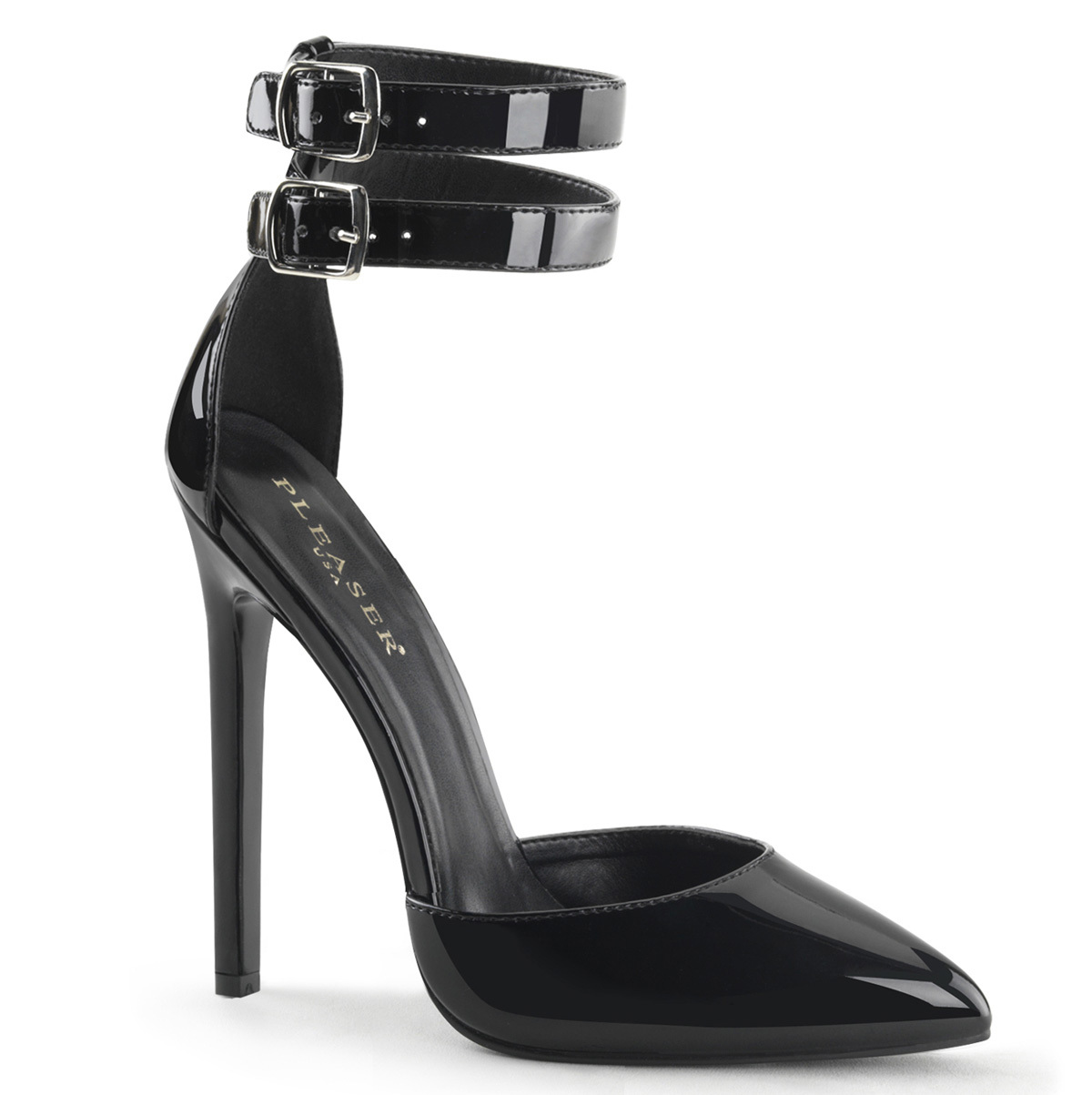 PLEASER Sexy-36 Series 5in Heel d'Orsay Pump - Black Patent - Women's Shoes