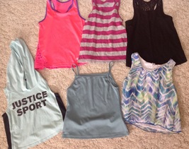 6 Girls Summer Tops Size 7/8 Justice Beautees Skechers - $7.87