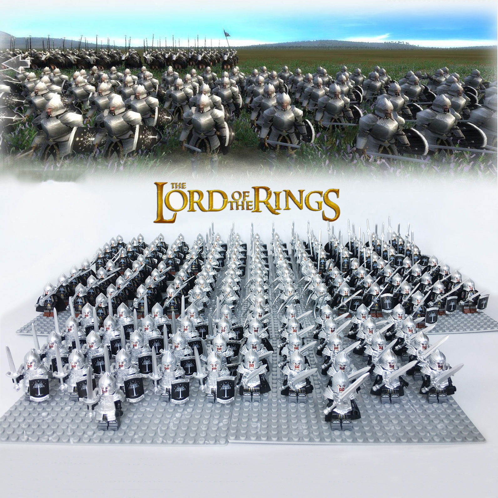 20PCS Lord of the Rings Hobbit Soldier of Gondor Army MiniFigure Bricks MOC Toys