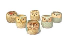 6 Piece Bundle Owl Ceramic Planter Set Mini Flower Pot 2.25&quot; Inch New Op... - $64.50