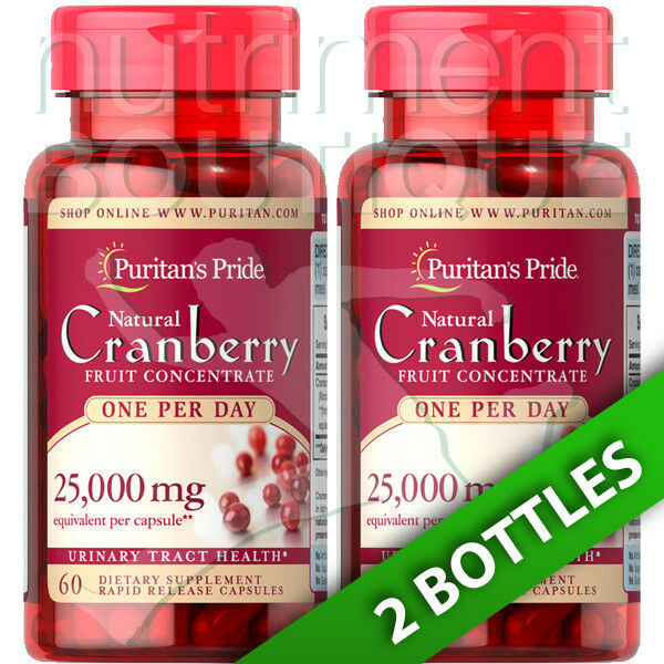 Puritans Pride Cranberry Fruit Concentrate 25,000mg 2X60 or 1X120 Caps