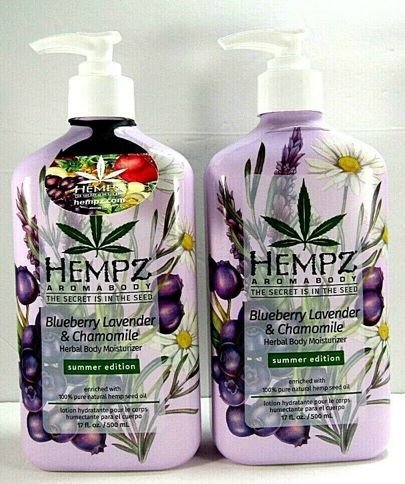 2 pack SUMMER EDITION Hempz Blueberry Lavender & Chamomile Moisturizer 17oz Tanning Lotion