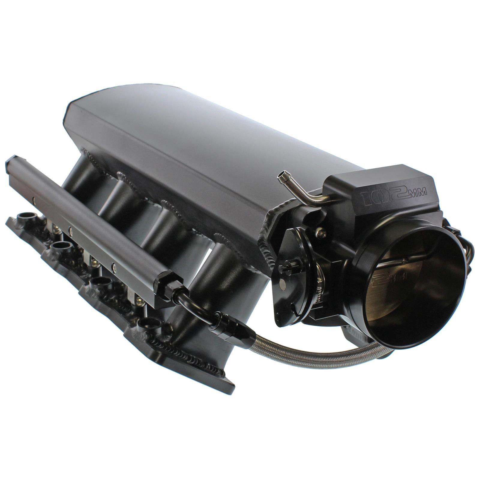 SHORT FABRICATED BLACK GM LS3 L92 INTAKE MANIFOLD W/ FUEL RAILS