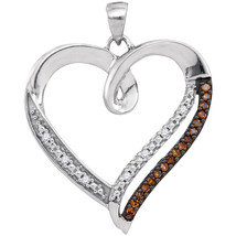 10k White Gold Round Brown Color Enhanced Diamond Heart Love Pendant 1/6 - $240.00