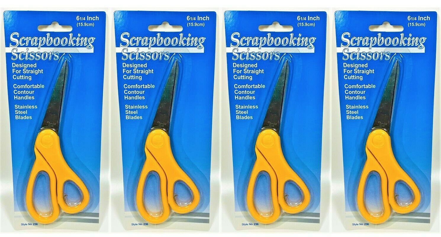 LOT OF 4 Scrapbooking Lightweight Scissors, 6 Inch (YELLOW)