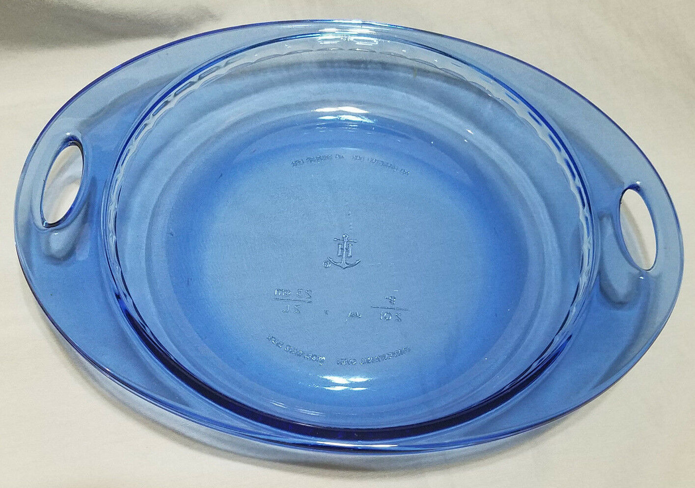 Pans Pie Pans & Plates Set Of 2 Vintage 1990's Cobalt Blue Glass Pie