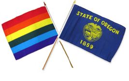 12x18 12"x18" Wholesale Combo Rainbow Gay Pride Oregon State Stick Flag - $7.88+
