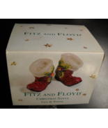 Fitz And Floyd Salt and Pepper Shaker Set 2001 Christmas Santa Holly Boo... - $8.99