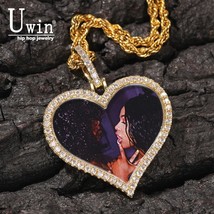 Uwin Custom Photo Neck Heart Men Charm HipHop Bling Iced Out Jewelry Sol... - $66.62