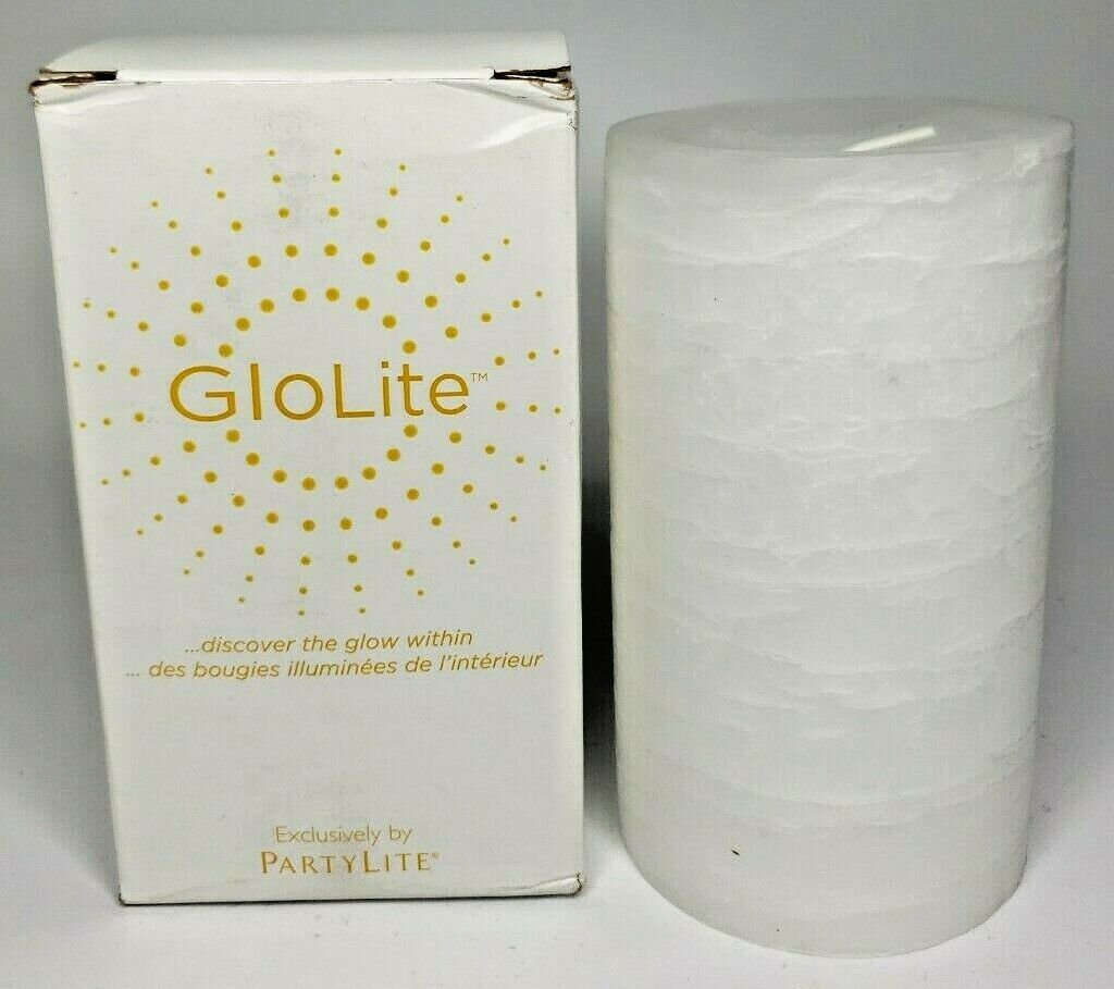 Primary image for Partylite Glo-Lite 3x5 Sea Salt & Driftwood  Pillar Candle New Box  P2F/L35395
