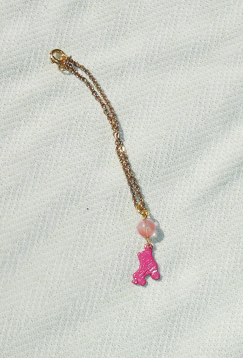 Upcycled Pink Child's Roller Skate Charm Bracelet Little Girl