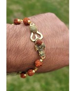 OM Trishul Rudraksh Mala Natural beads Evil Eye Protection Lucky Bracele... - $14.89