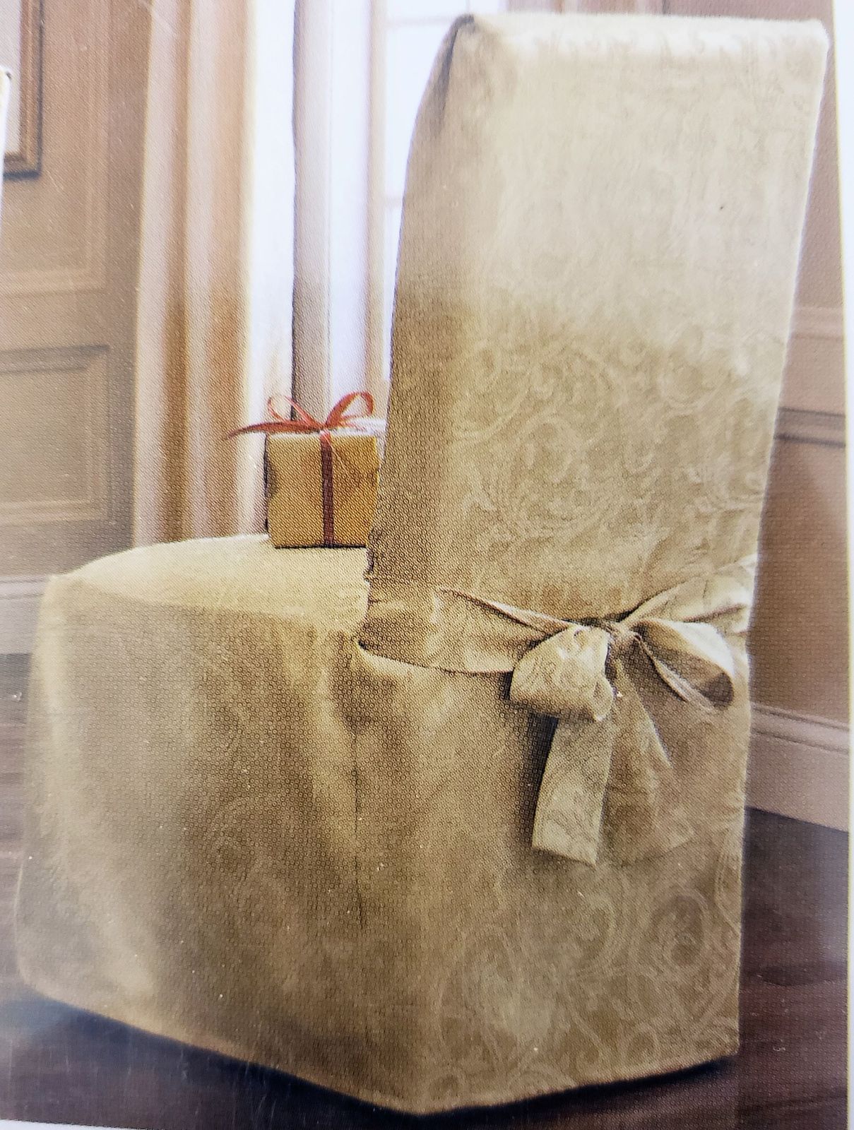 Gold Armless Dining Room Chair Cover - Fits Chairs Up To 42" Tall - $44.99