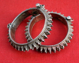 vintage antique tribal old silver bangle bracelet spiked belly dance jew... - $642.51