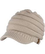 C.C Brand Brim Visor Trim Ponytail Beanie Ski Hat Knitted Messy Bun Cap ... - $14.34