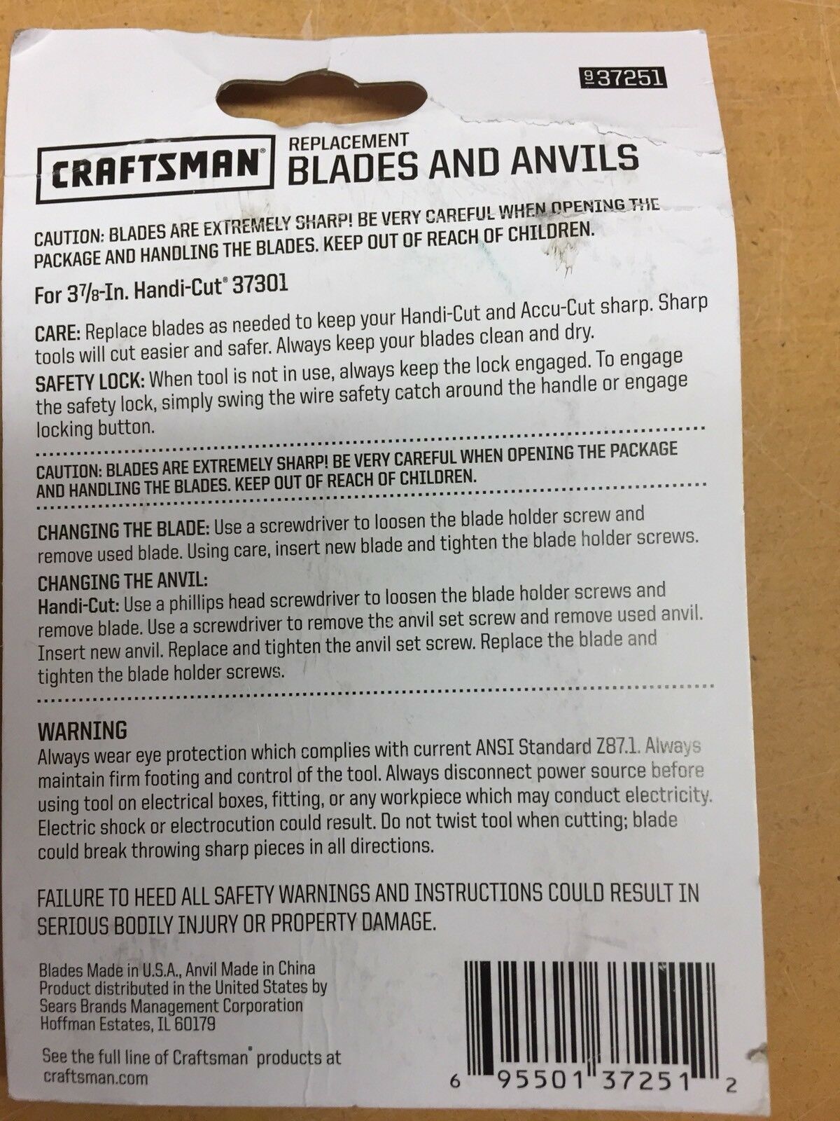 Ronan Craftsman OEM 37/8 Inch MultiCut HandiCut Replacement Anvil