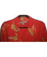 Tommy Bahama Silk Hawaiian Shirt Large Hibiscus Floral Coral Yellow Ivor... - $29.97