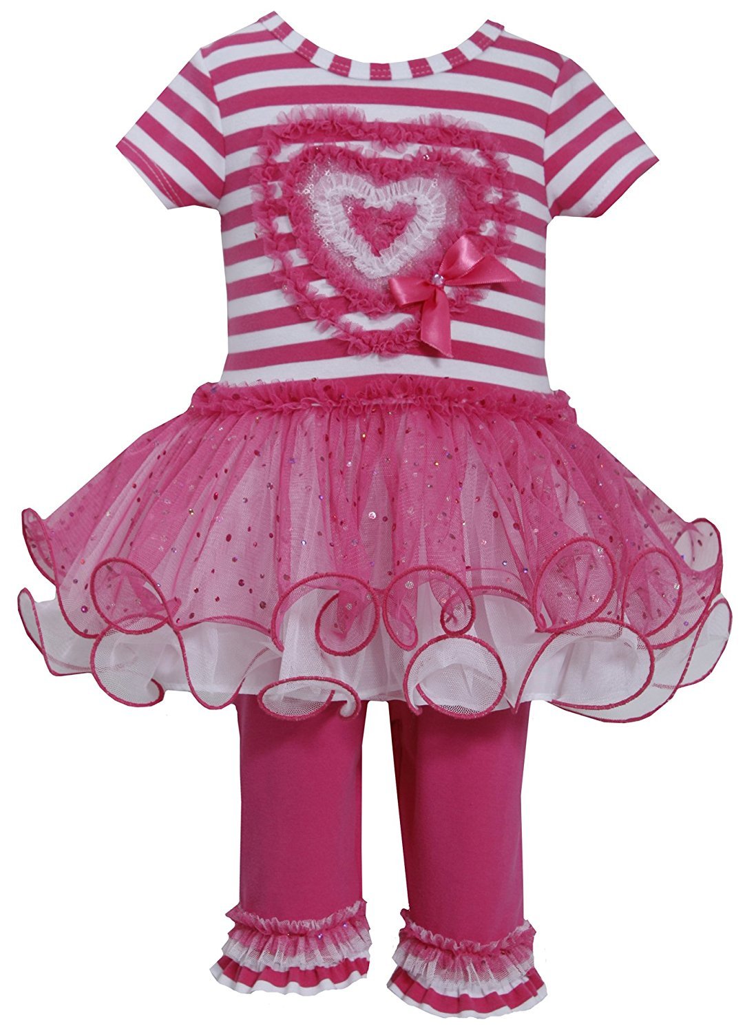 Little Girl 2T-6X Stripe Knit To Sparkle Tutu Heart Applique Dress ...