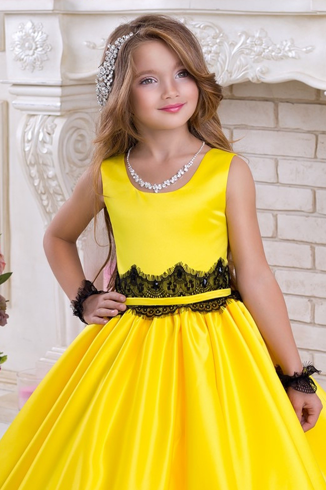 Yellow Flower Girl Dress Satin Dress Pageant Dress Princess Baby Toddler Dress Girls' Formal